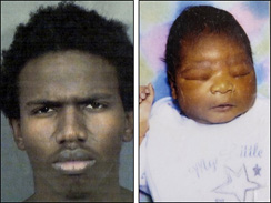Charles Edward Tyson, 20, and his infant son, Charles Edward Tyson Jr., who he is accused of throwing out of a car, slamming on the hood of the vehicle, and finally, tossing him into a canal in Florida