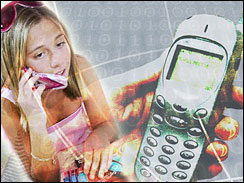 Teenager uses cell phone