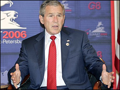 President Bush, at G-8 summit, St. Petersburg, Russia 7-17-06