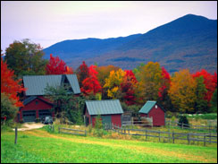 Green Mountains Vermont during the autumn foliage season.