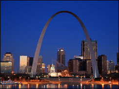 St. Louis skyline along the Mississippi River, Missouri