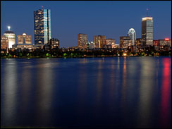Scenery of one night in Boston, Massachusetts