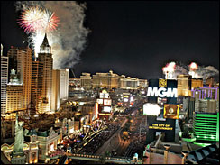 Fireworks explode over The Strip, Las Vegas