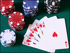 The best hand at any form of poker, a royal straight in Las Vegas
