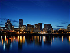 Downtown Portland at twilight